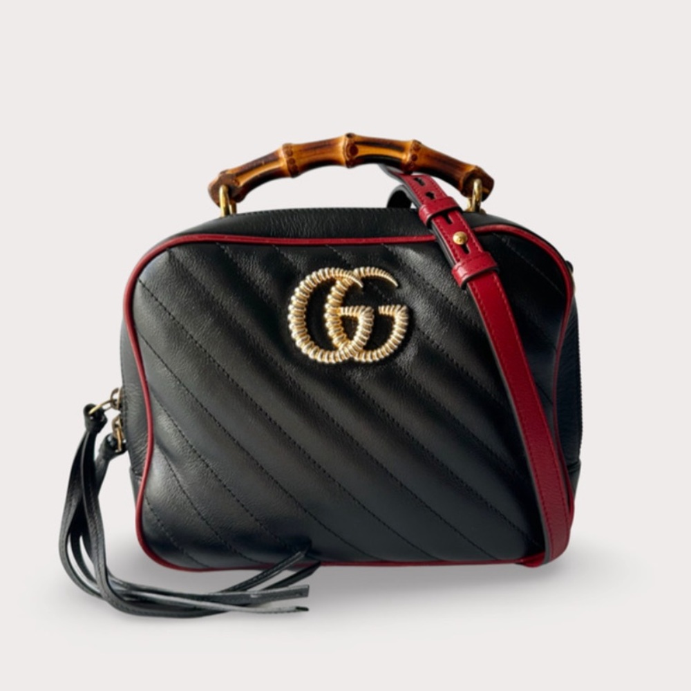 Gucci Torchon Marmont Bamboo Top Handle Crossbody
